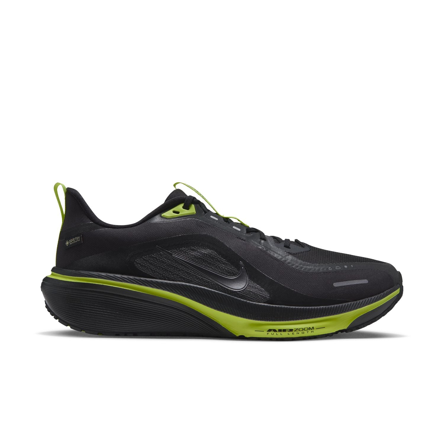 NIKE Pegasus 42 GORE-TEX (Men's) BLACK/MTLC DARK GREY-LEMON VENOM