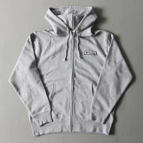 Runtrip Logo Patch Full Zip Hoodie (Gray)