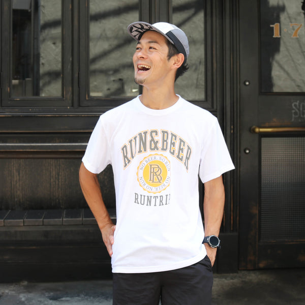 DRY VOLTEX | Run & Beer Tee (White / Gray & Yellow) – Runtrip Store