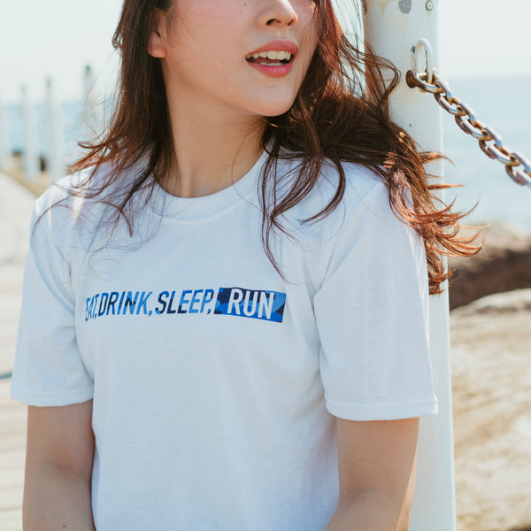 EAT DRINK SLEEP RUN / STREET Tee (BLUE Camo/White）
