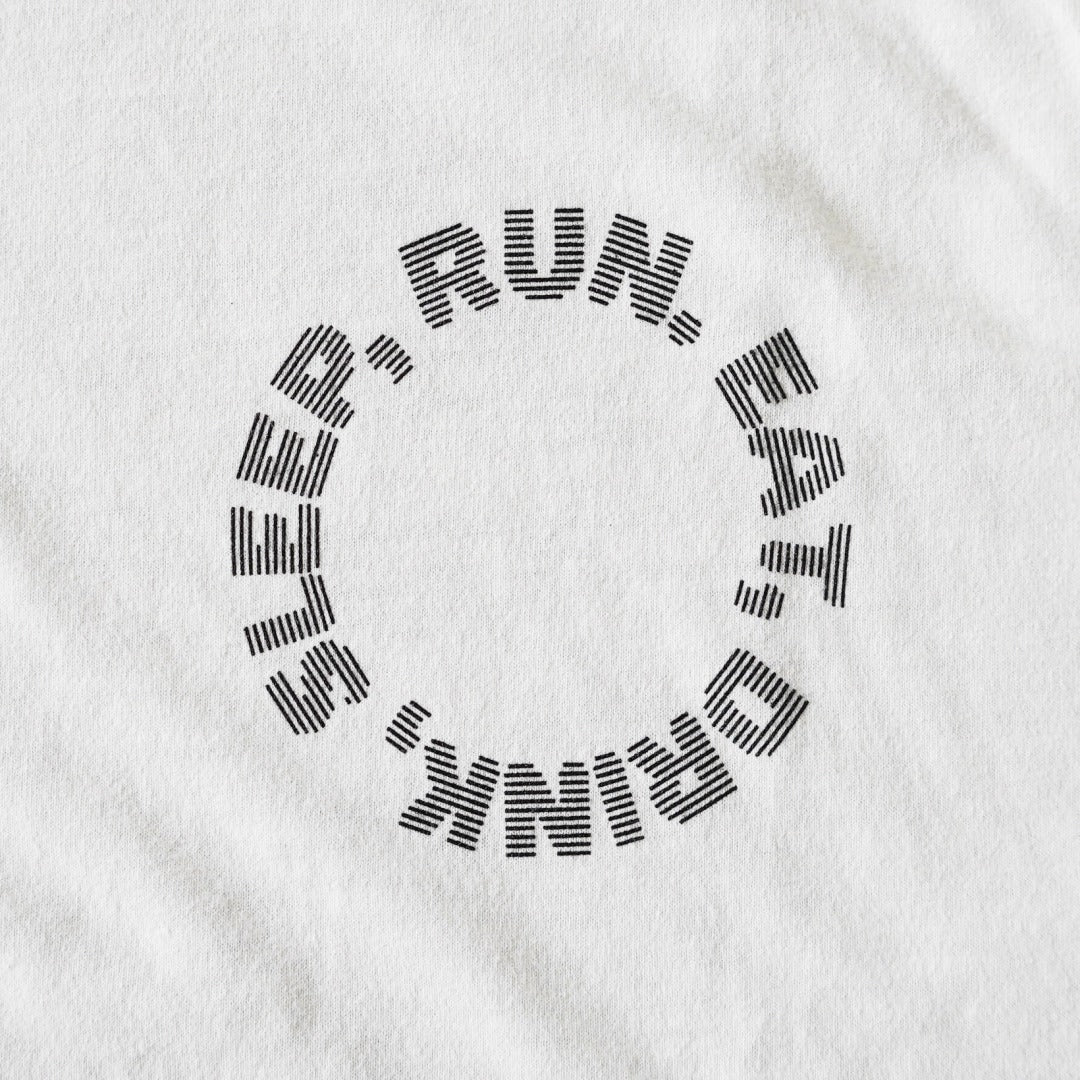 EAT DRINK SLEEP RUN / Circle Logo Sleeve-less Tee (White)