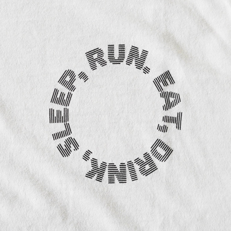 EAT DRINK SLEEP RUN / Circle Logo Sleeve-less Tee (White)