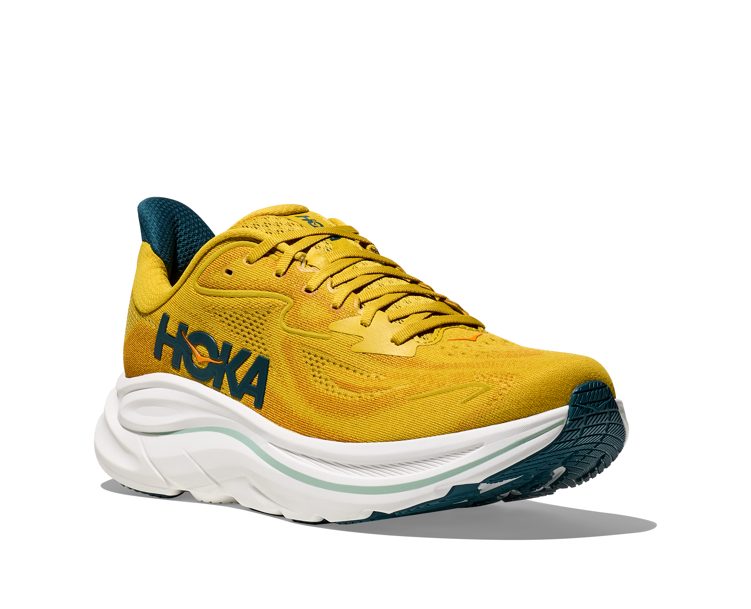 HOKA CLIFTON 10 (MENS) YELLOW GOLD / TIDAL WAVE