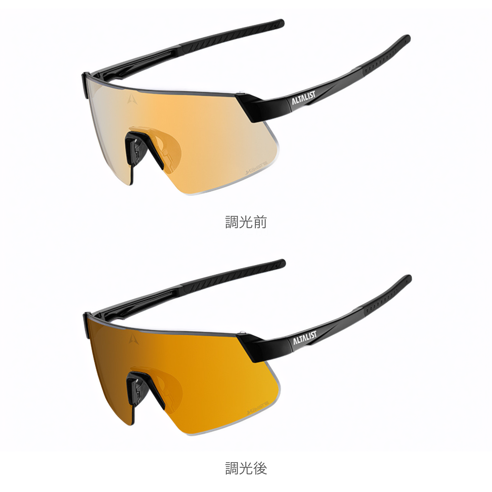 ALTALIST HAYATE R2 (Glossy Black Temple/Gold Mirror Photochromic & VIV20 Lens)