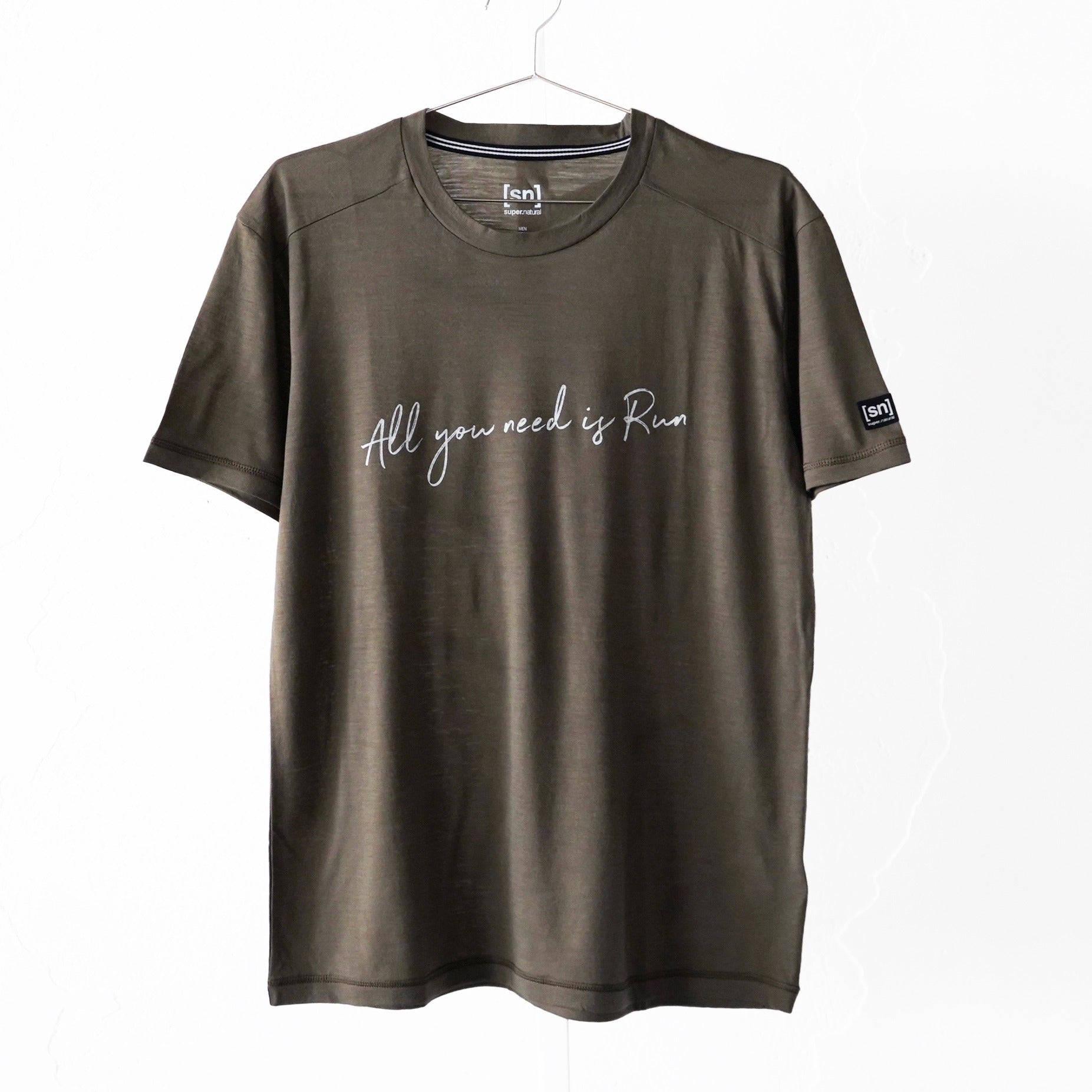 Men's All you need is Run Merino Wool Tee (Stone Gray)