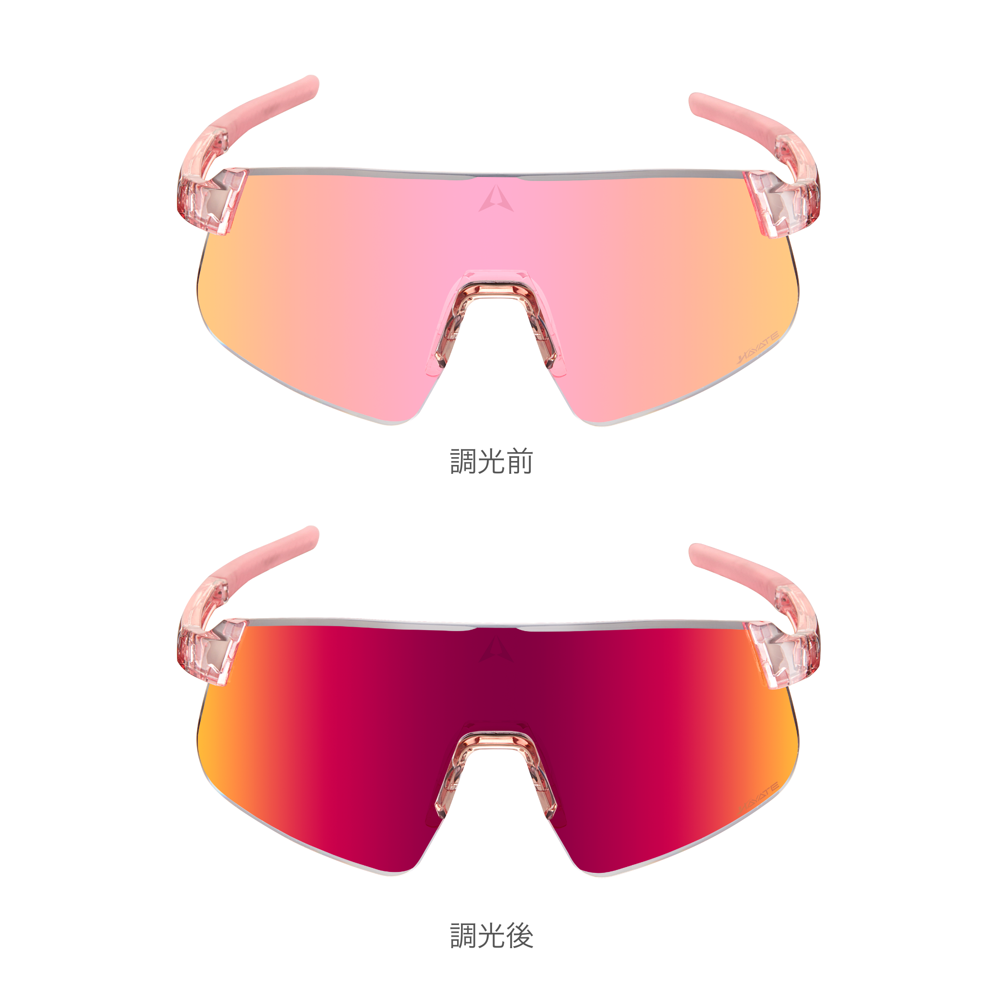 ALTALIST HAYATE R2 (Glossy Clear Pink Temple/Red Mirror Photochromic & VIV20 Lens)