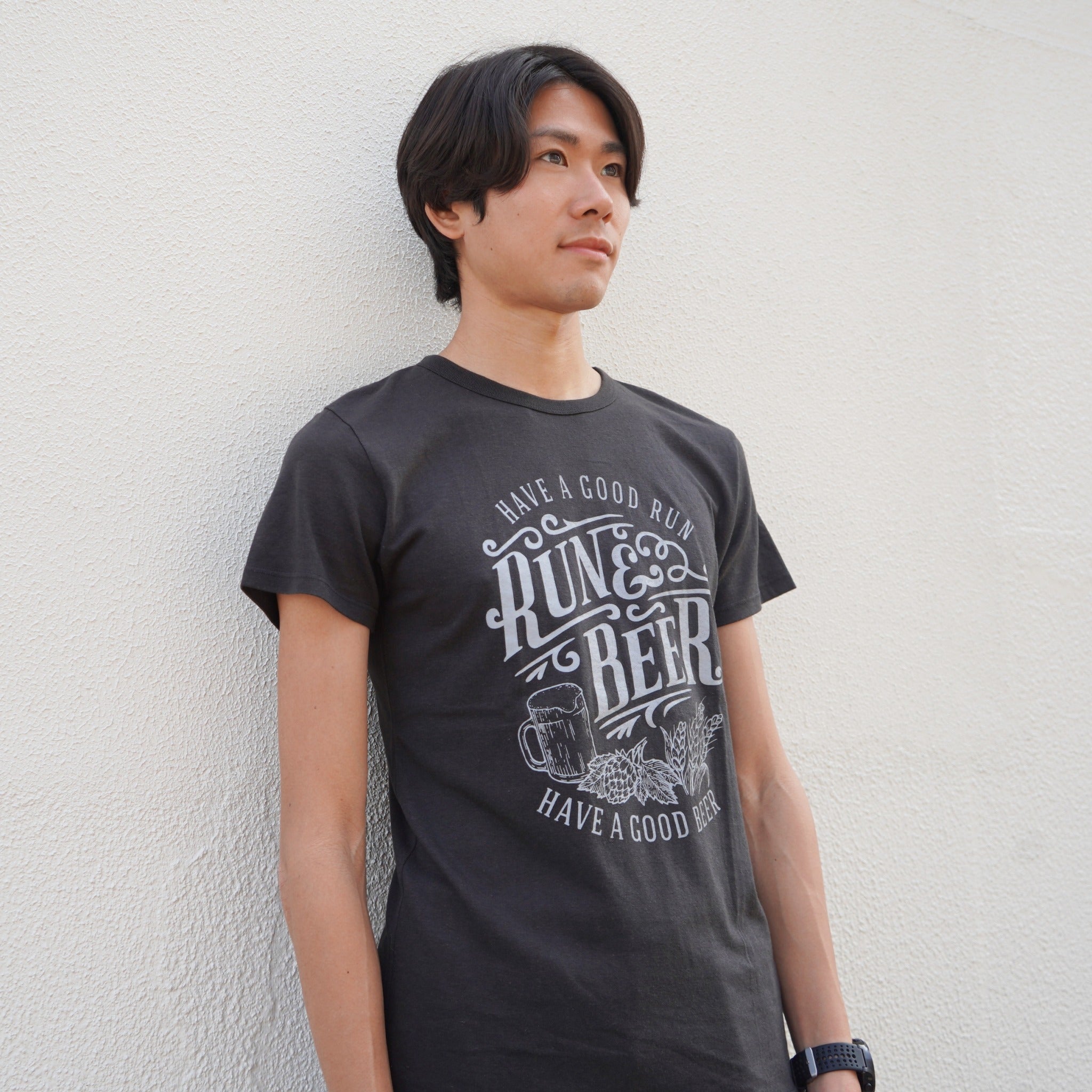 Run & Beer Tee（Black & Gray）