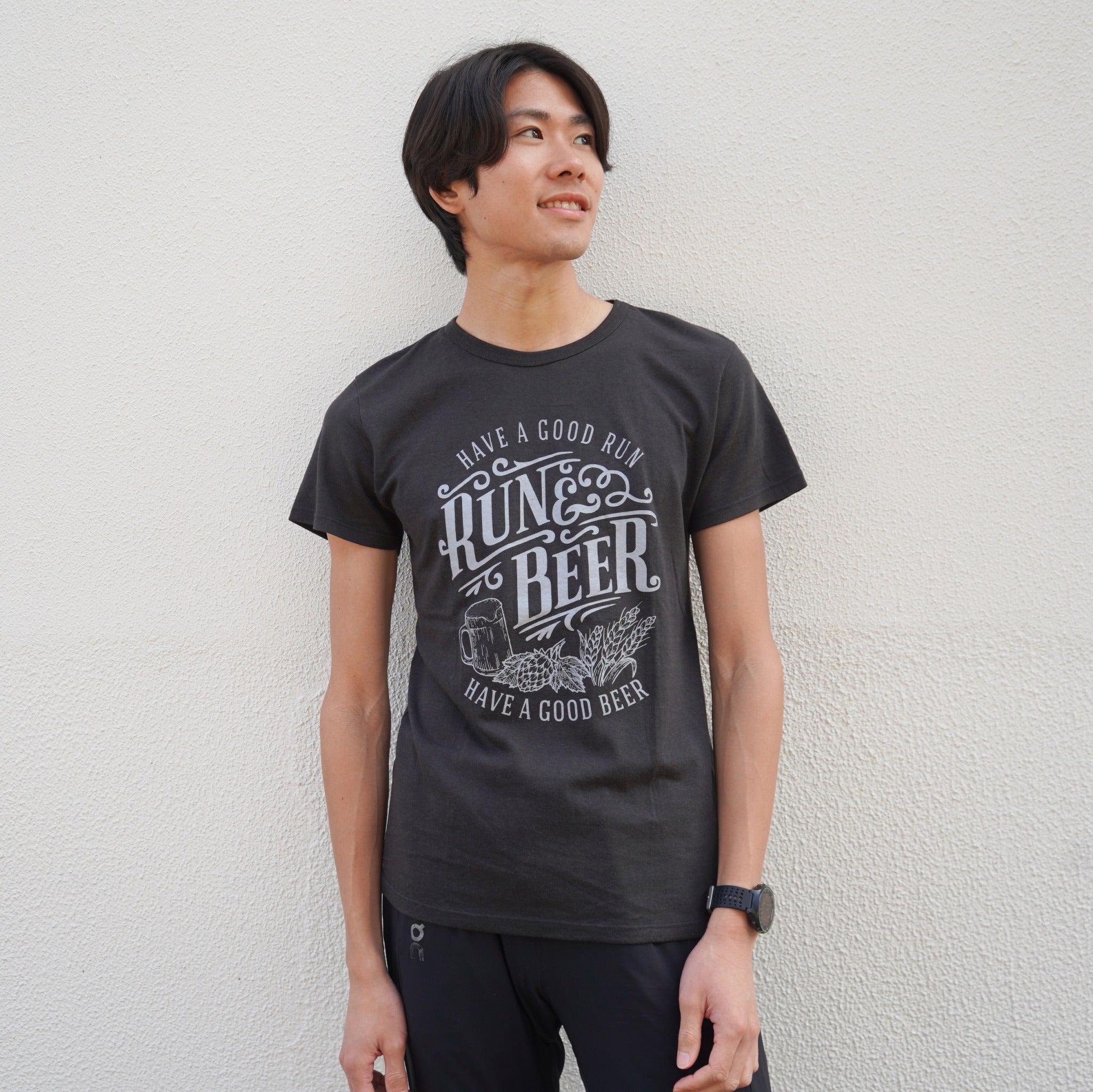 Run & Beer Tee（Black & Gray）