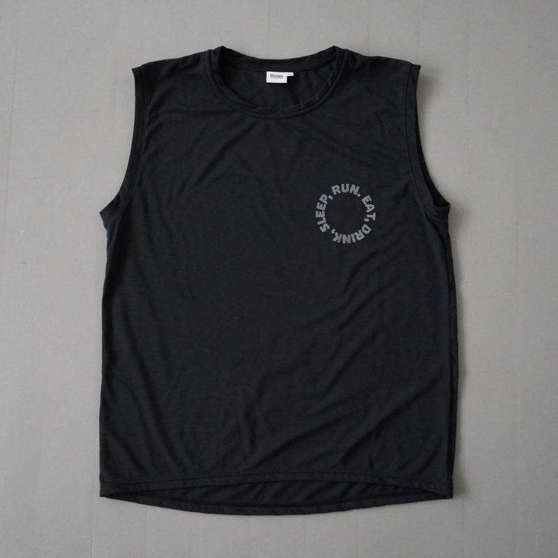 EAT DRINK SLEEP RUN / Circle Logo Sleeve-less Tee (Black)