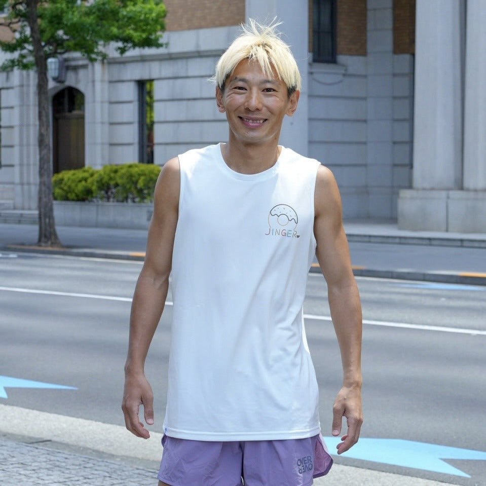 Style | DONUTS "TAKE A RISK" Sleeve-less Tee by JINGER (Men's White)