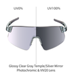 Glossy Clear Gray Temple/Silver Mirror Photochromic & VIV20 Lens