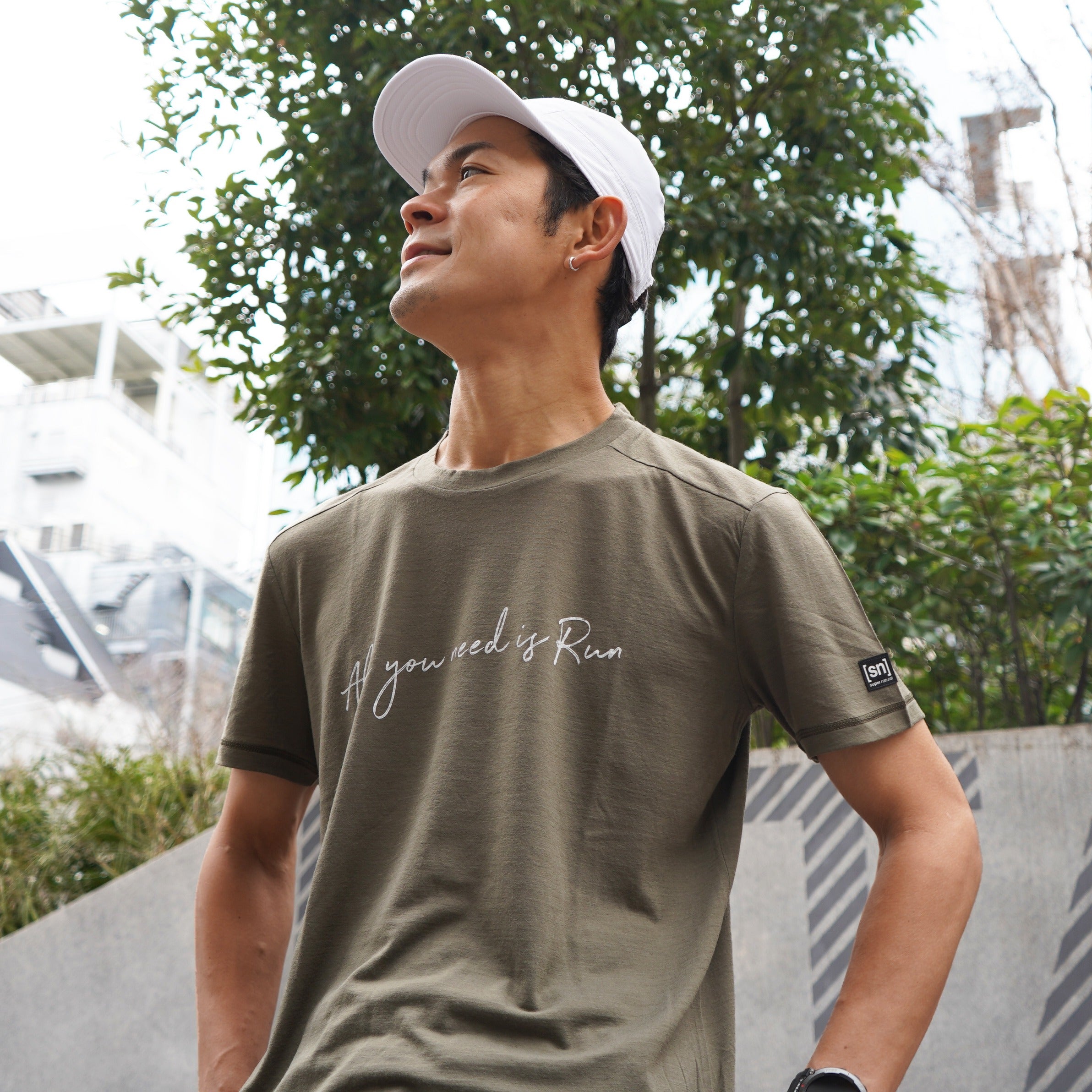 Men's All you need is Run Merino Wool Tee (Stone Gray)