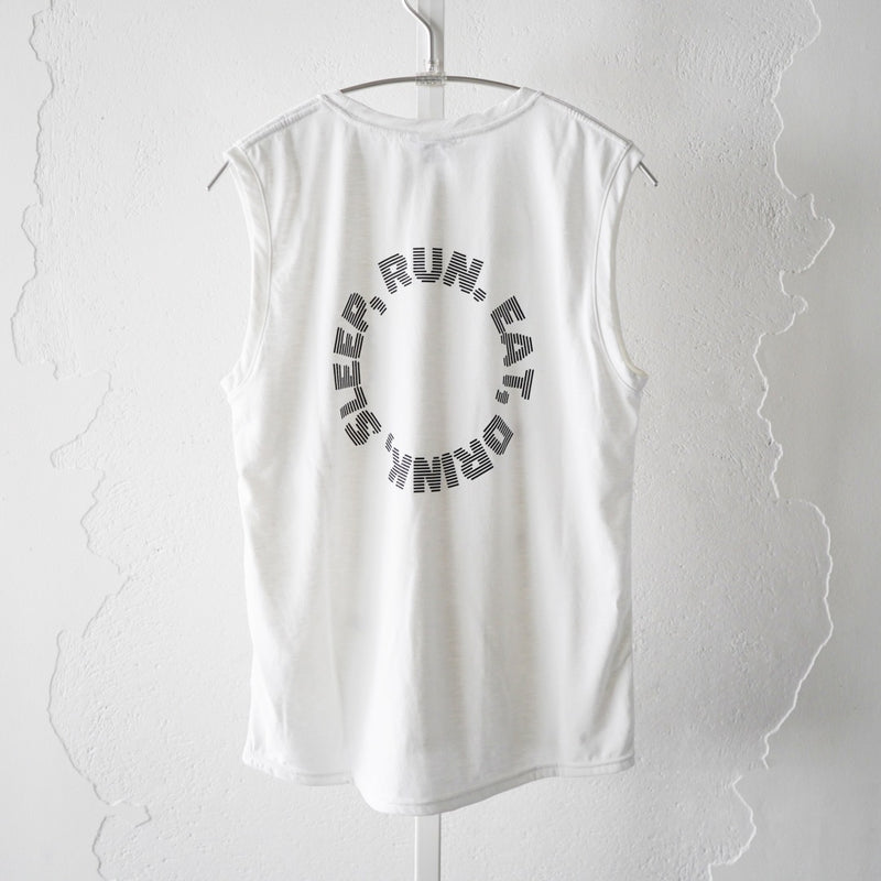 EAT DRINK SLEEP RUN / Circle Logo Sleeve-less Tee (White)