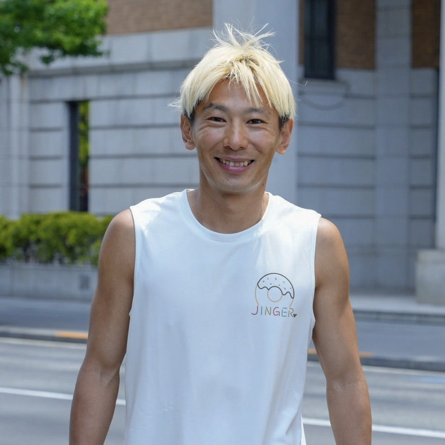 Style | DONUTS "TAKE A RISK" Sleeve-less Tee by JINGER (Men's White)