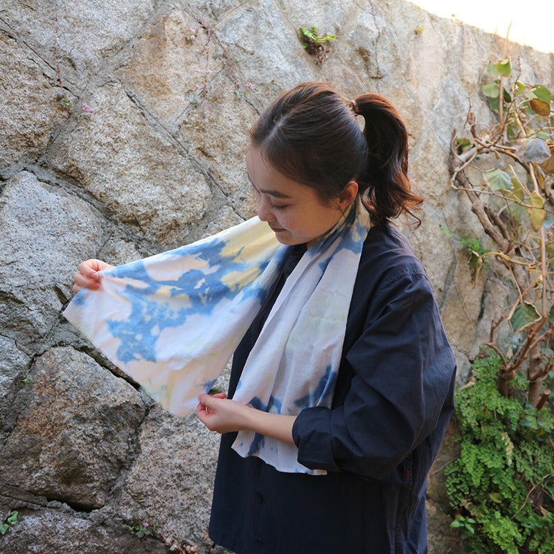 CHAORAS スポーツてぬぐい (タイダイ ウィンターブルー×ホワイト)