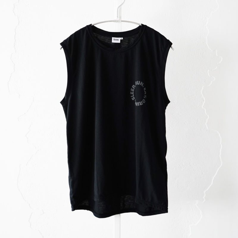 EAT DRINK SLEEP RUN / Circle Logo Sleeve-less Tee (Black)