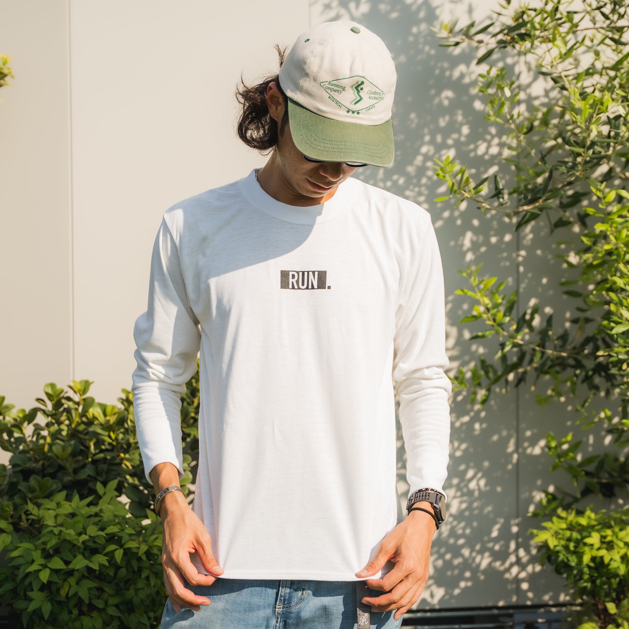 EAT DRINK SLEEP RUN / “STREET” RUN.  Long-sleeve Tee (White)