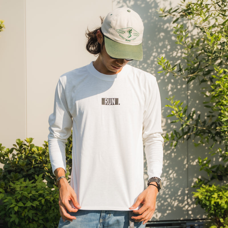 EAT DRINK SLEEP RUN / “STREET” RUN.  Long-sleeve Tee (White)