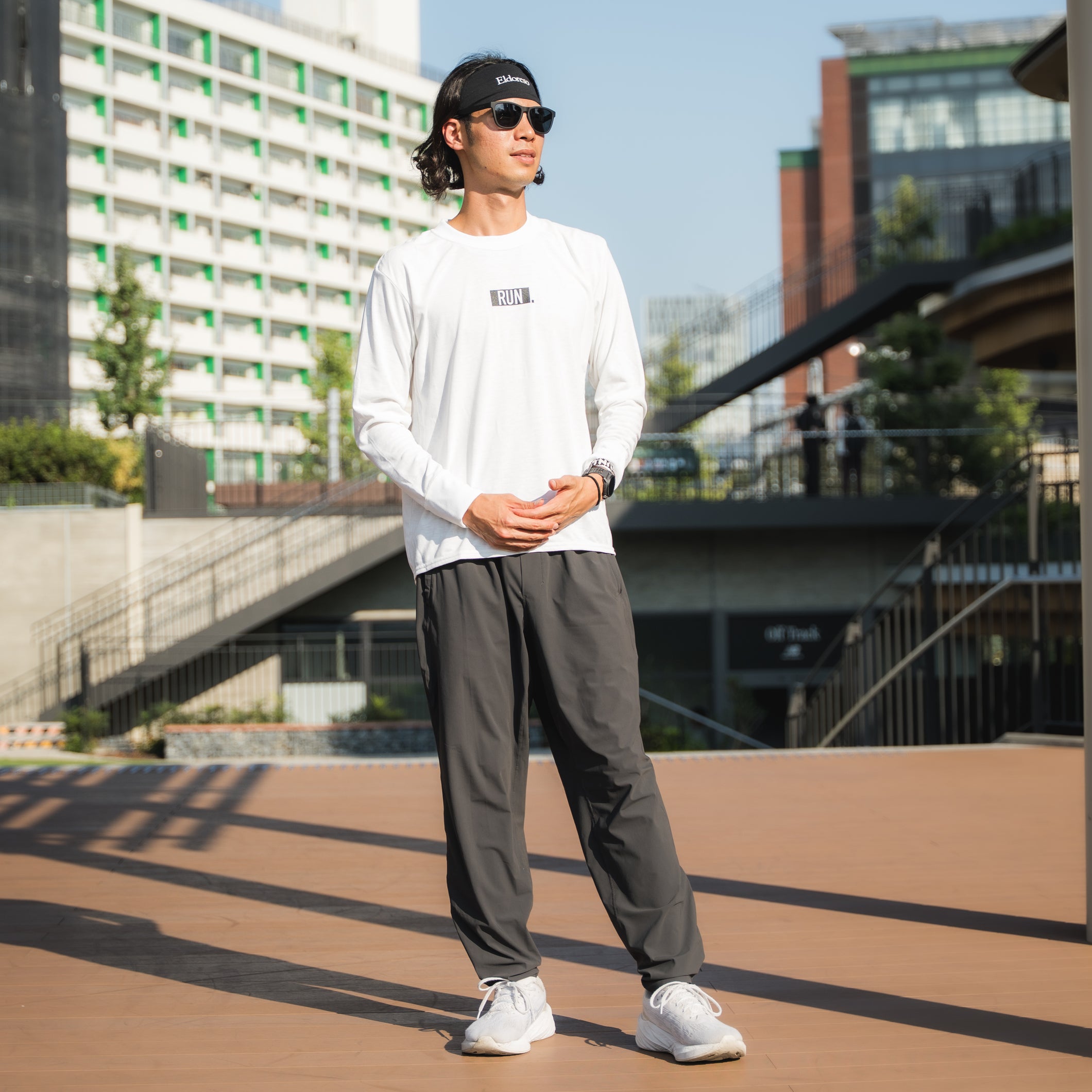 EAT DRINK SLEEP RUN / “STREET” RUN. Long-sleeve Tee (White)
