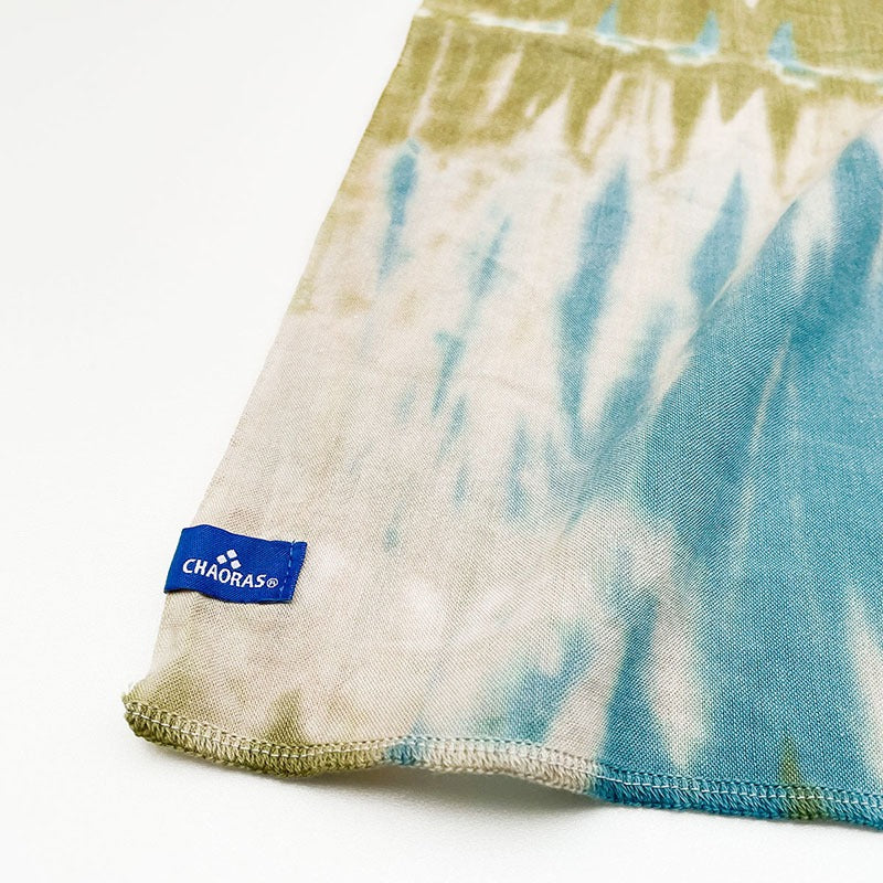 CHAORAS スポーツてぬぐい (タイダイ カーキ×ライトブルー)