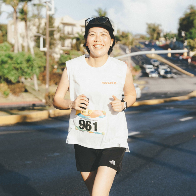 PROGRESS RUNNING CLUB Eat Pasta Run Fasta Custom-made Sleeve-less Tee