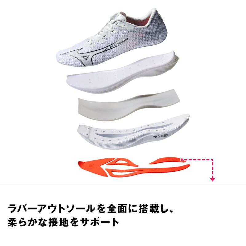 MIZUNO ウエーブリベリオンフラッシュ2 (MENS) ブルー×ブルー×ホワイト