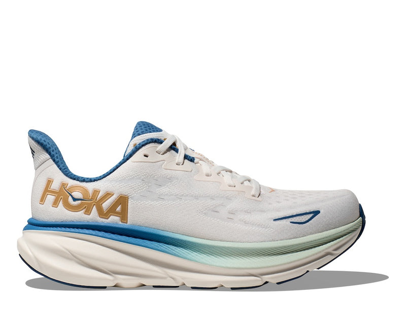 HOKA M CLIFTON 9 WIDE (MENS) FROST / GOLD