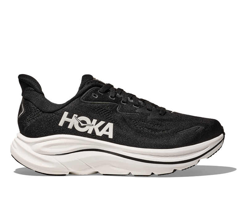 HOKA M CLIFTON 10 WIDE (MENS) BLACK / WHITE