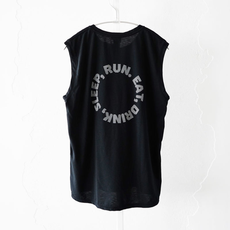 EAT DRINK SLEEP RUN / Circle Logo Sleeve-less Tee (Black)