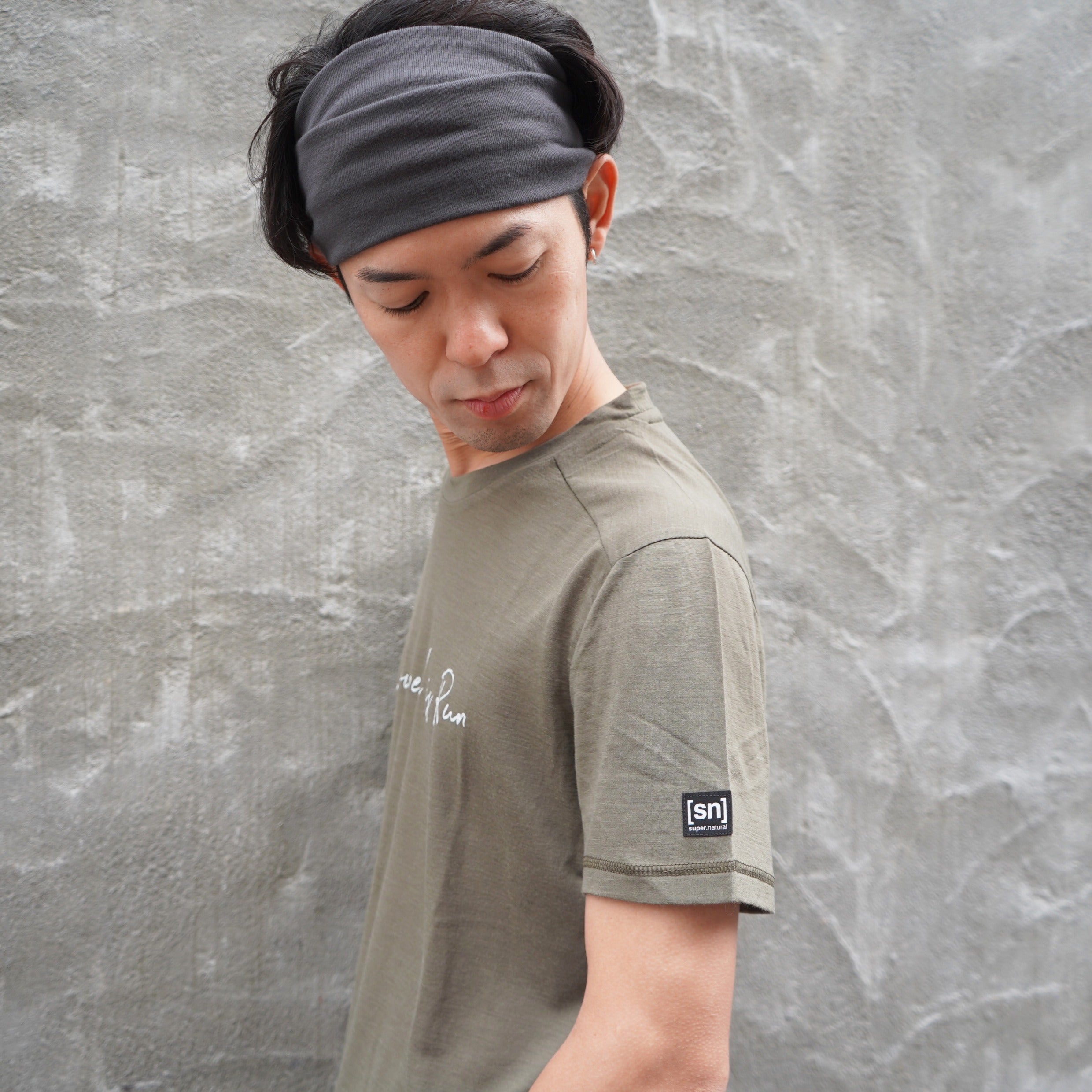 Men's All you need is Run Merino Wool Tee (Stone Gray)