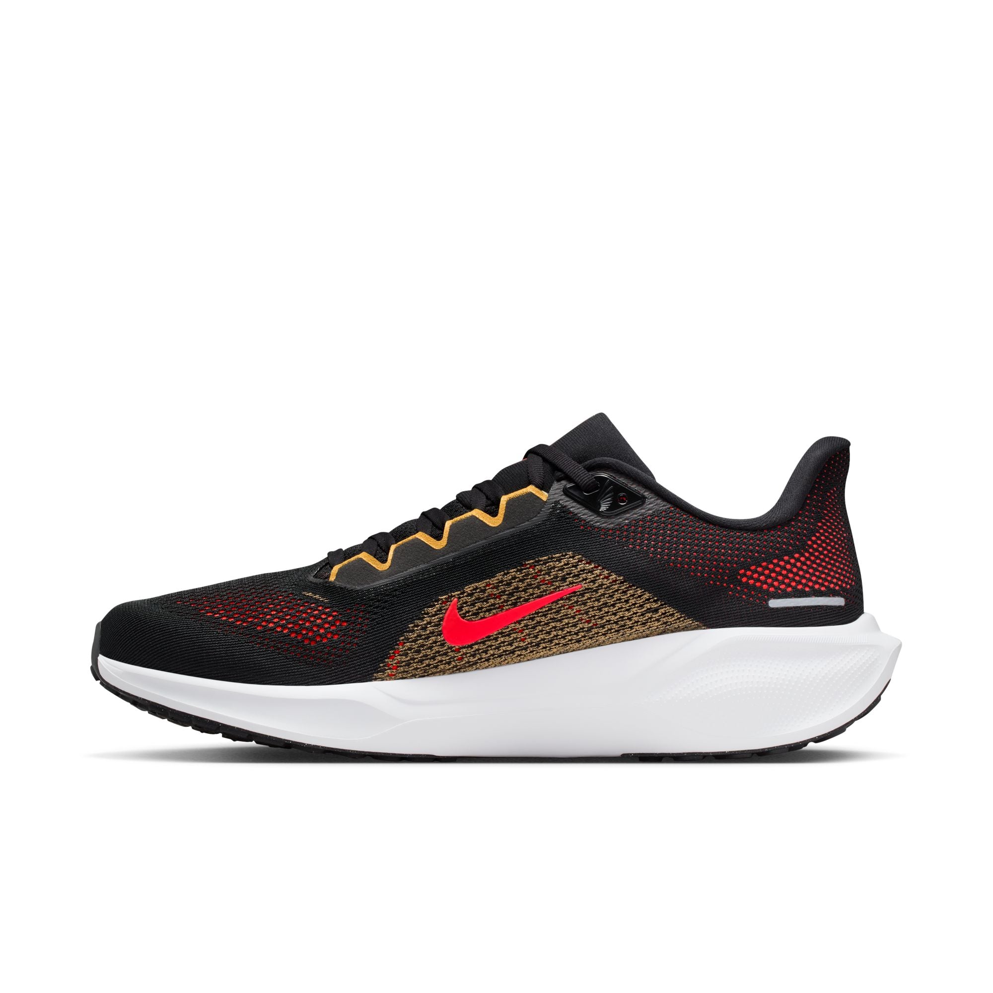 NIKE Pegasus 41 (Men's) BLACK/BRT CRIMSON-TOPAZ GOLD