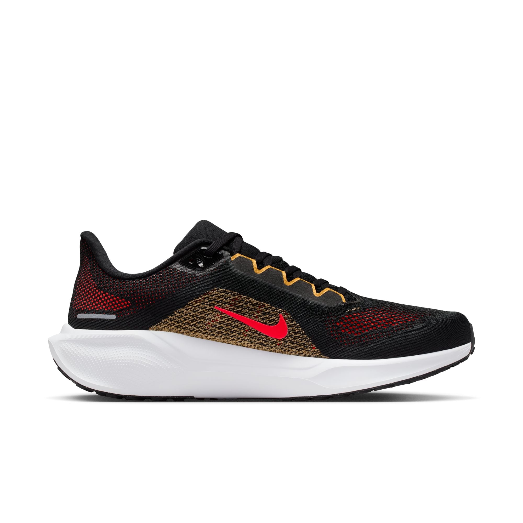 NIKE Pegasus 41 (Men's) BLACK/BRT CRIMSON-TOPAZ GOLD