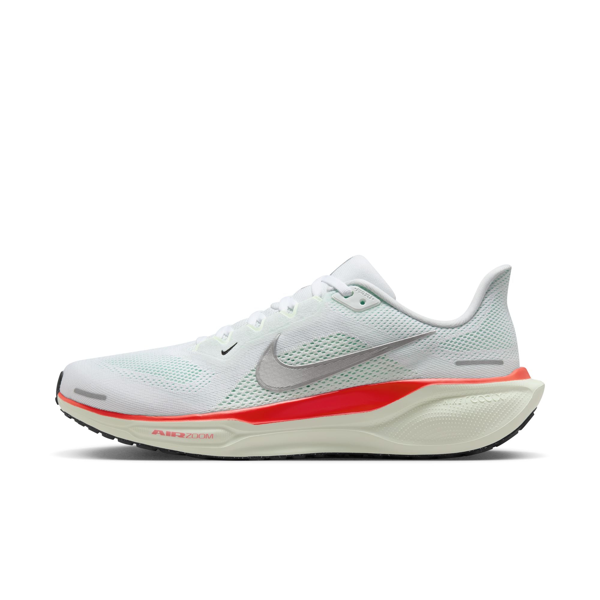 NIKE Pegasus 41 (Men's) WHITE/METALLIC SILVER-BARELY GREEN