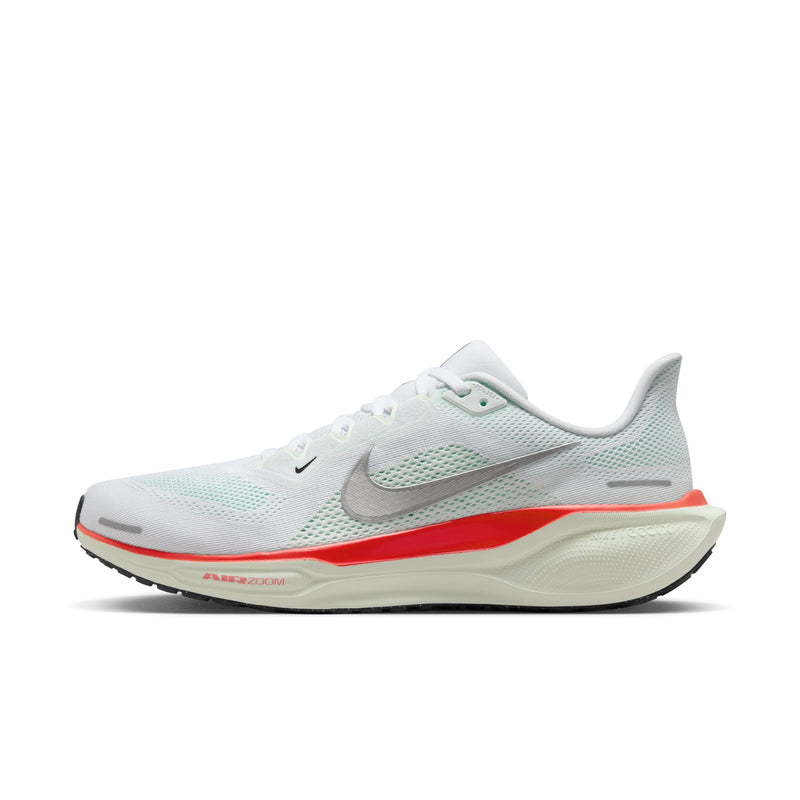 NIKE Pegasus 41 (Men's) WHITE/METALLIC SILVER-BARELY GREEN