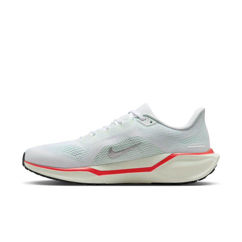 NIKE Pegasus 41 (Men's) WHITE/METALLIC SILVER-BARELY GREEN