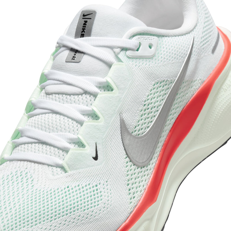 NIKE Pegasus 41 (Men's) WHITE/METALLIC SILVER-BARELY GREEN