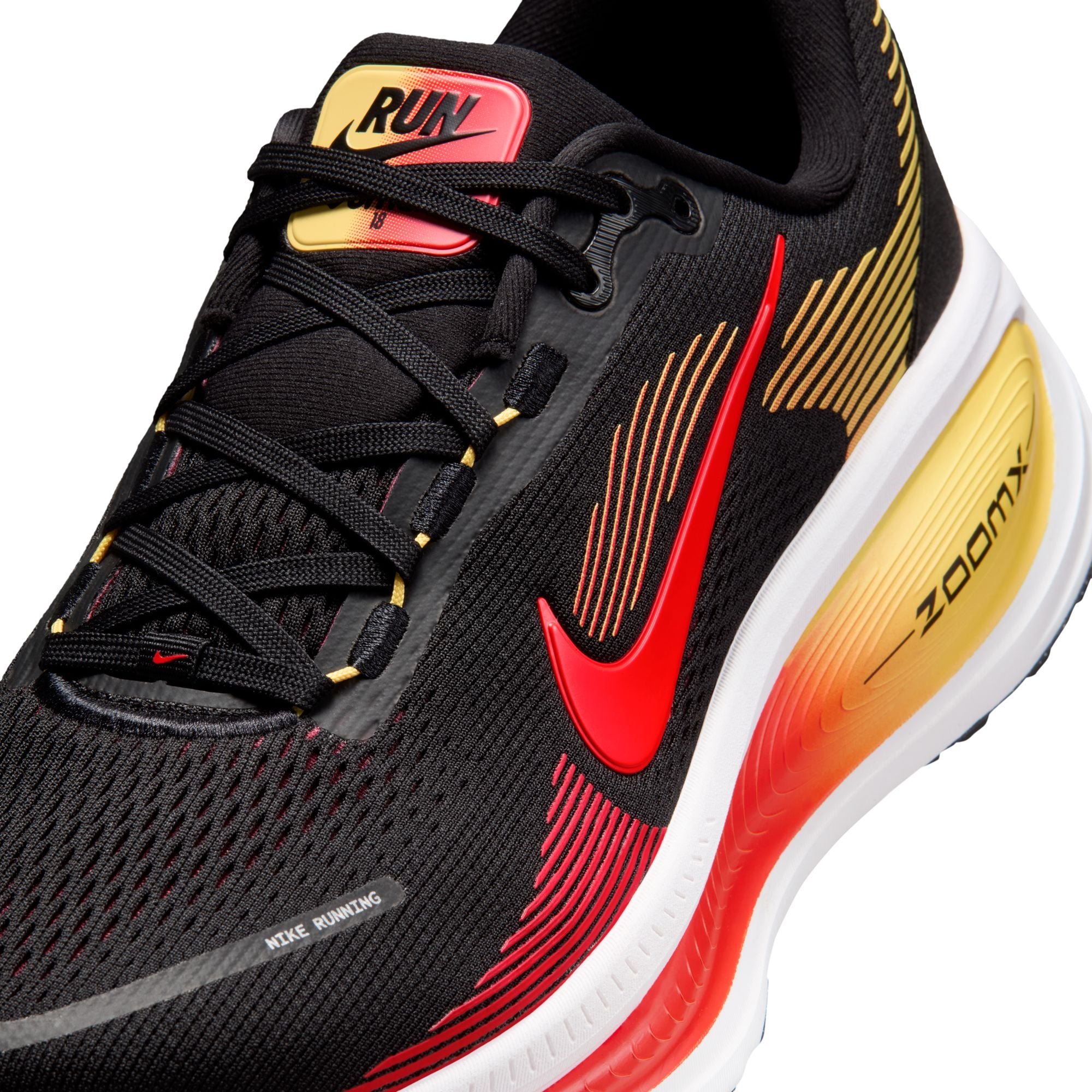 NIKE Vomero 18 (Men's) BLACK/BRT CRIMSON-LT CRIMSON-TOPAZ GOLD