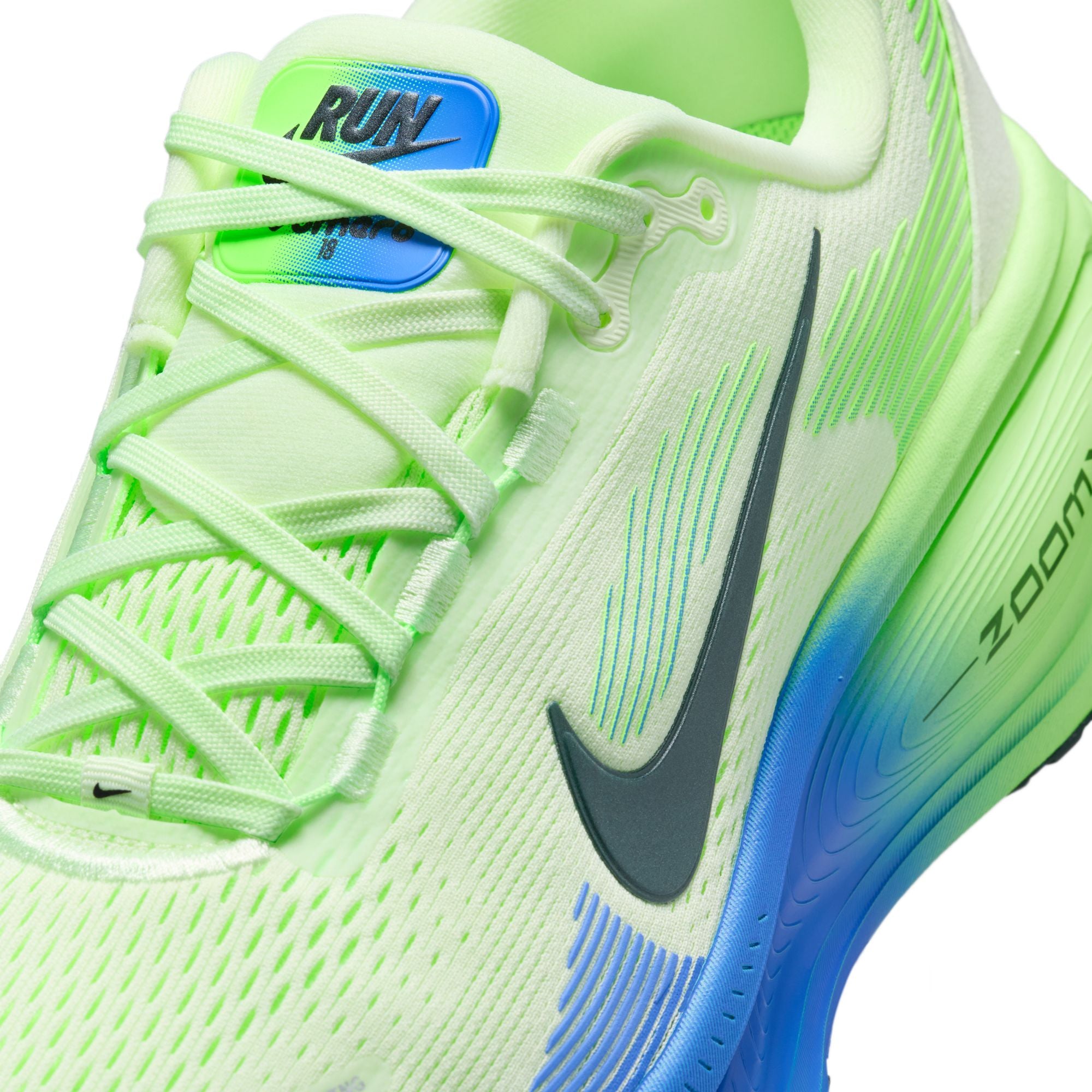 NIKE Vomero 18 (Men's) WHITE/BLACK SPRUCE-VOLT TINT-SAPPHIRE-LIME BLAST