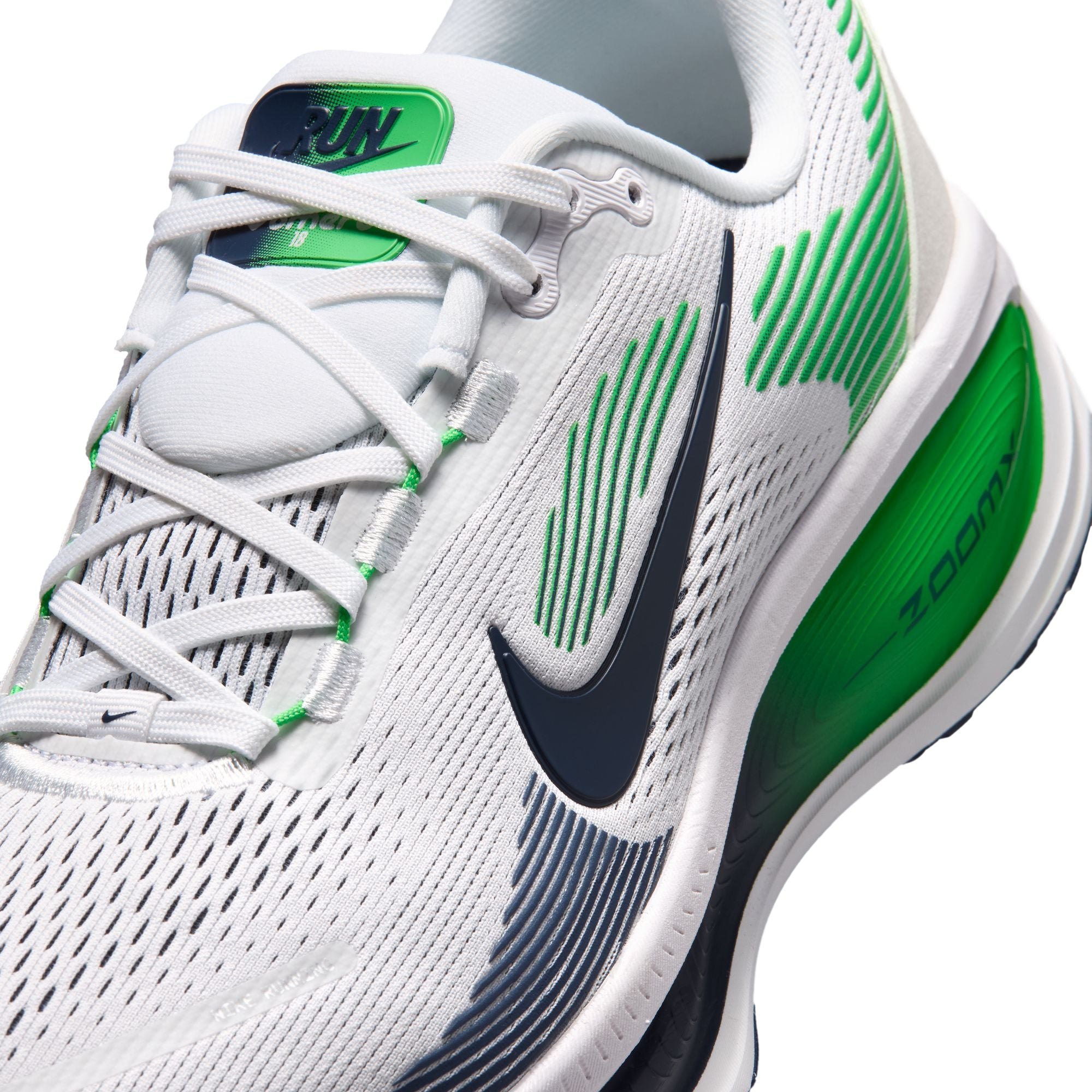 NIKE Vomero 18 (Men's) WHITE/MIDNIGHT NAVY-GREEN SPARK