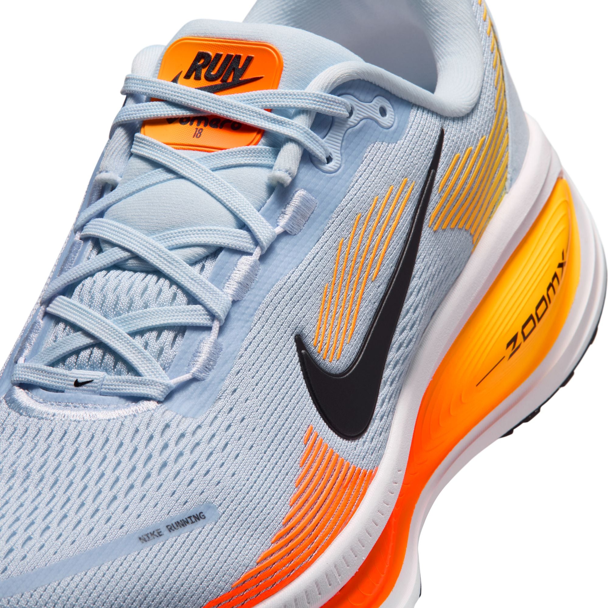 NIKE Vomero 18 (Men's) HYDROGEN BLUE/BLACK-LASER ORANGE-TOTAL ORANGE-WHITE
