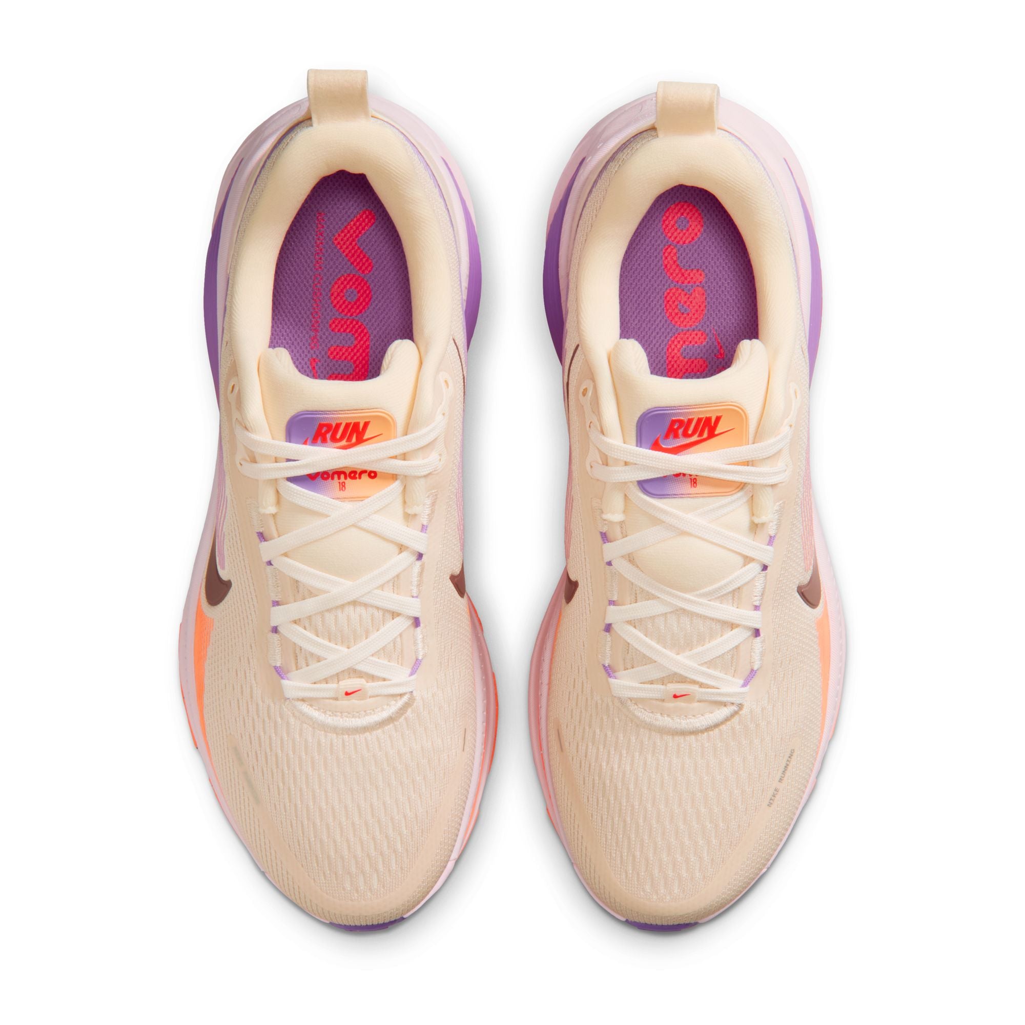 NIKE Vomero 18 (Women's) CHALK/TATTOO-PINK FOAM-BRT VIOLET-ORANGE PULSE-SAIL