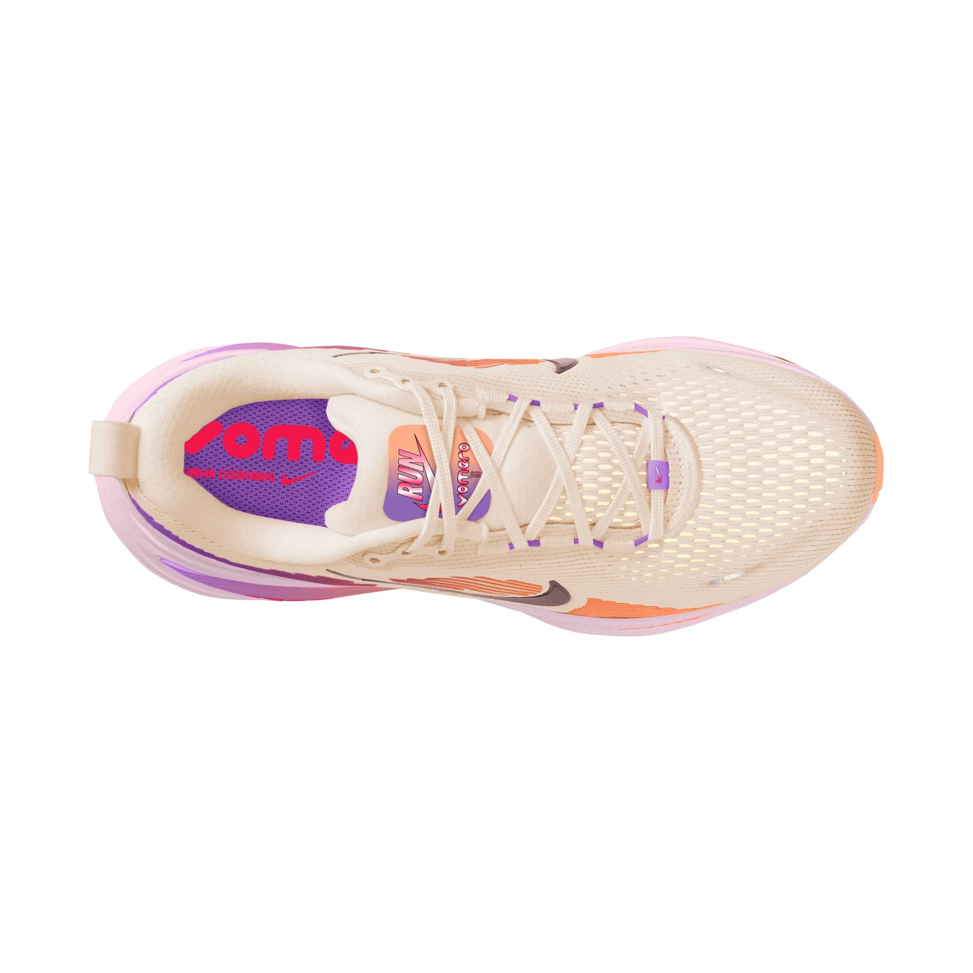 NIKE Vomero 18 (Women's) CHALK/TATTOO-PINK FOAM-BRT VIOLET-ORANGE PULSE-SAIL
