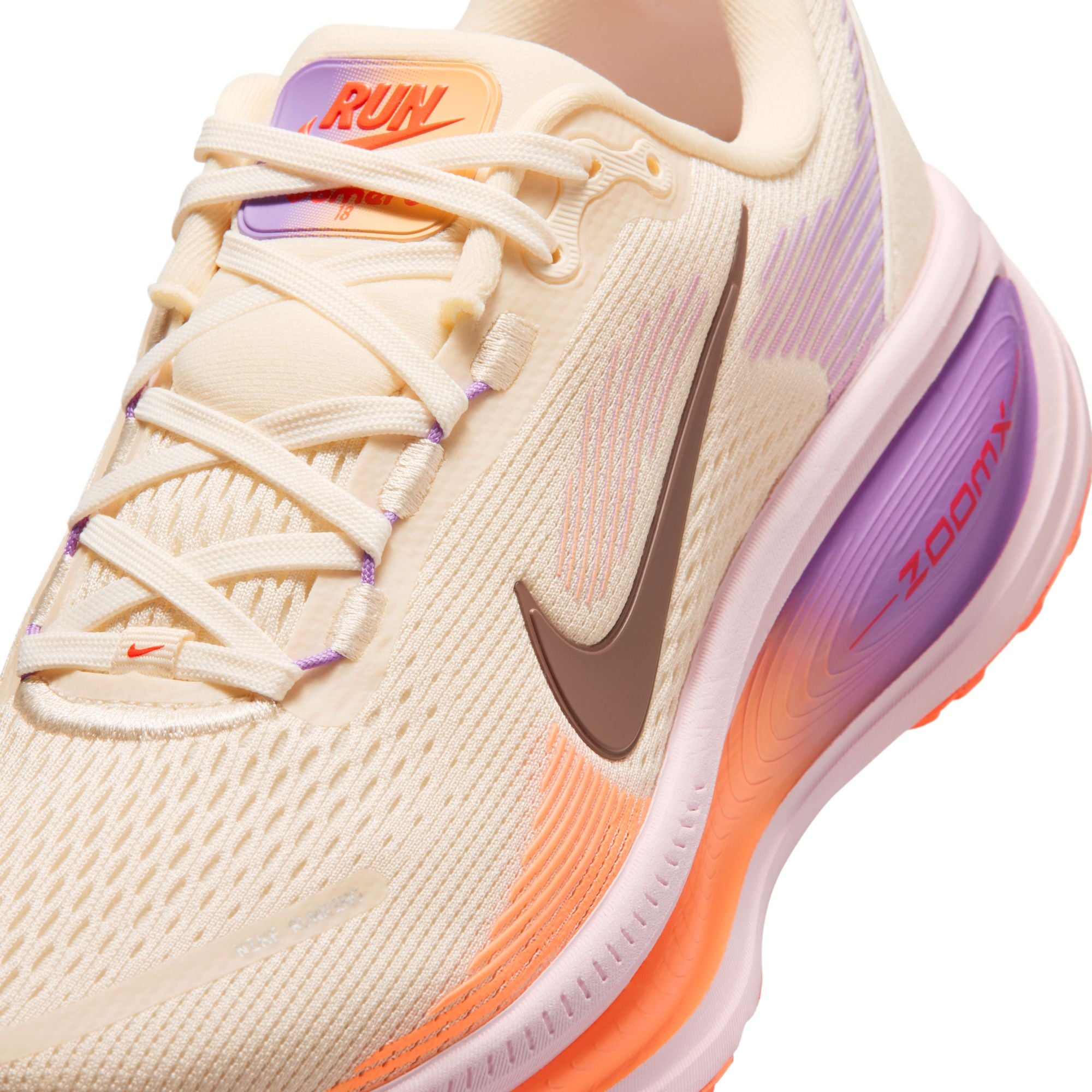 NIKE Vomero 18 (Women's) CHALK/TATTOO-PINK FOAM-BRT VIOLET-ORANGE PULSE-SAIL