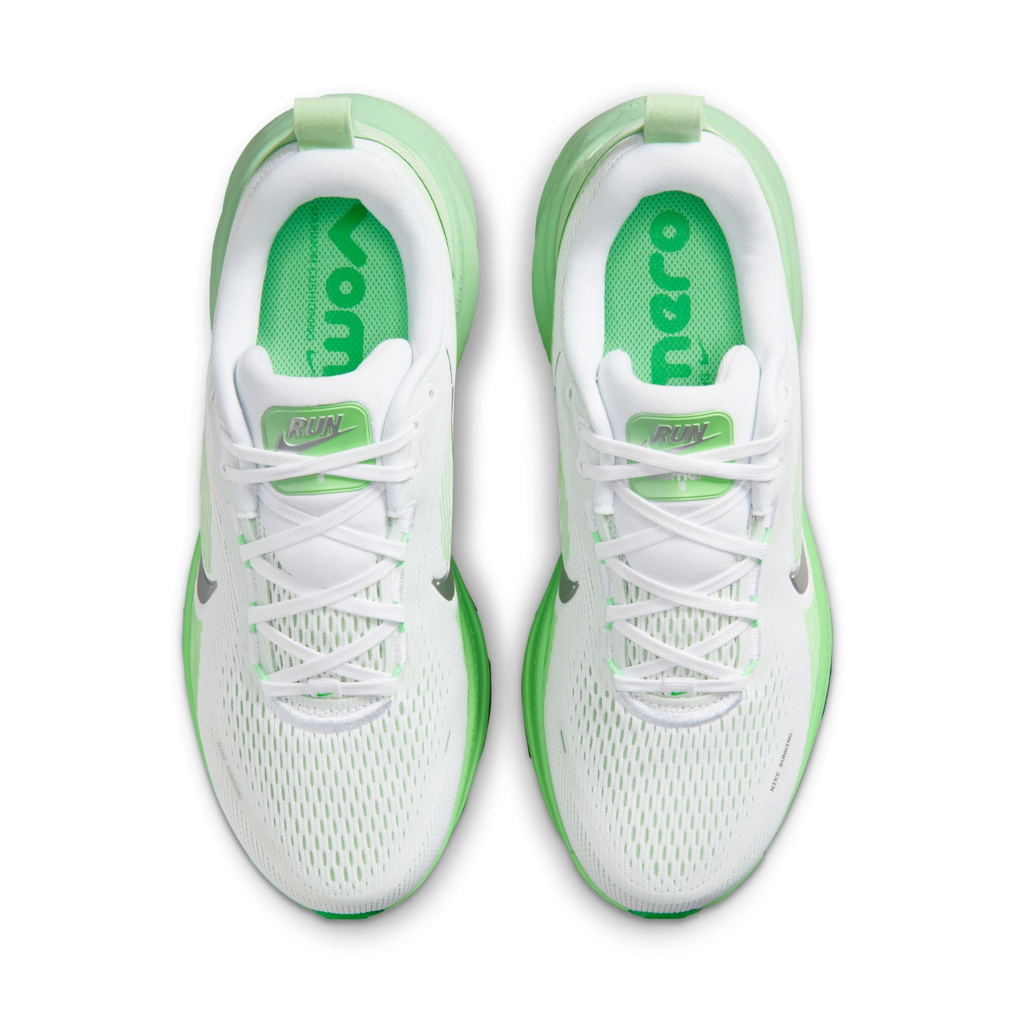 NIKE Vomero 18 (Women's) WHITE/MTLC SILVER-ILLUSION GREEN-COURT GREEN-GREEN SPARK-CUCUMBER CALM