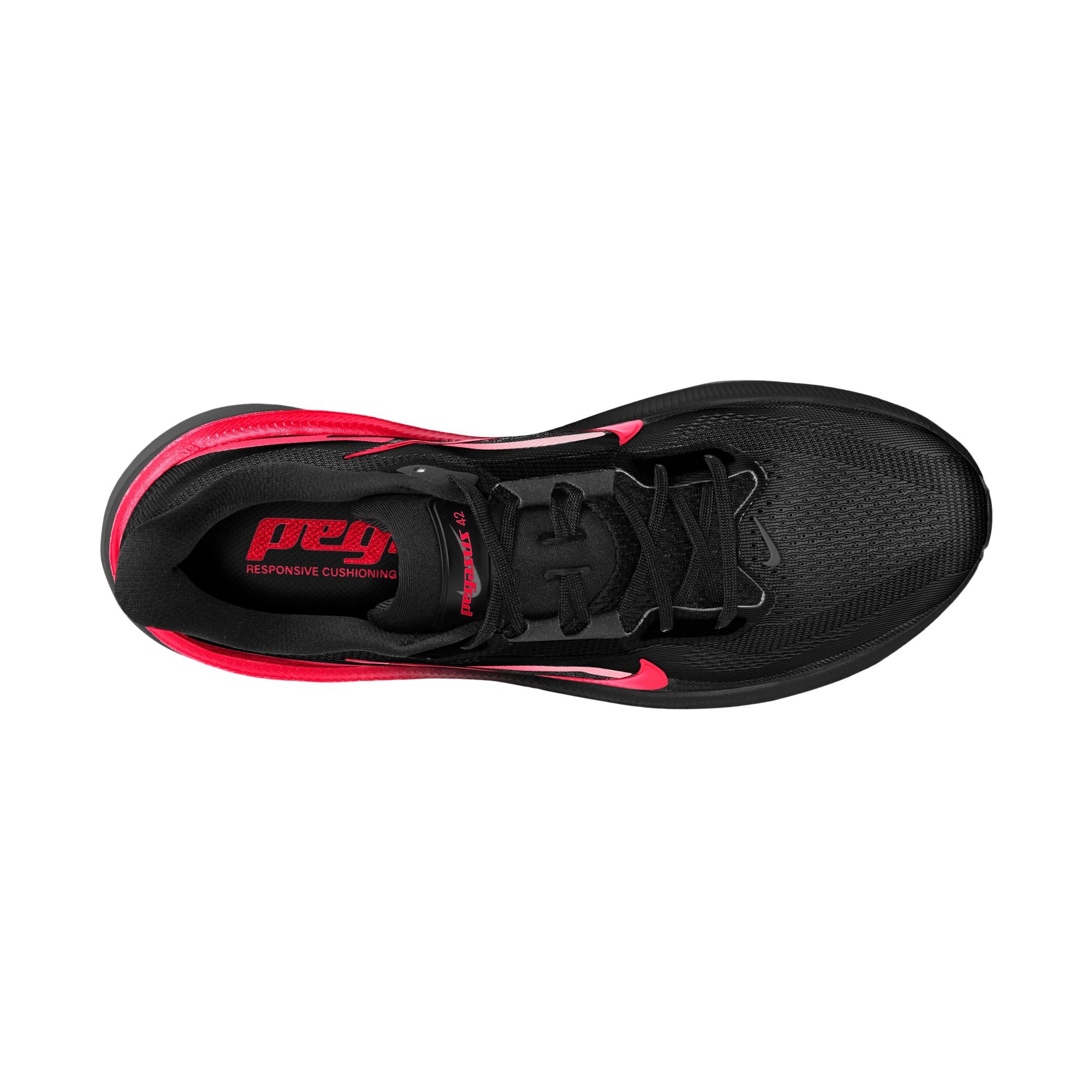 NIKE Pegasus 42 (Men's) BLACK/BRT CRIMSON-UNIV RED-WOLF GREY