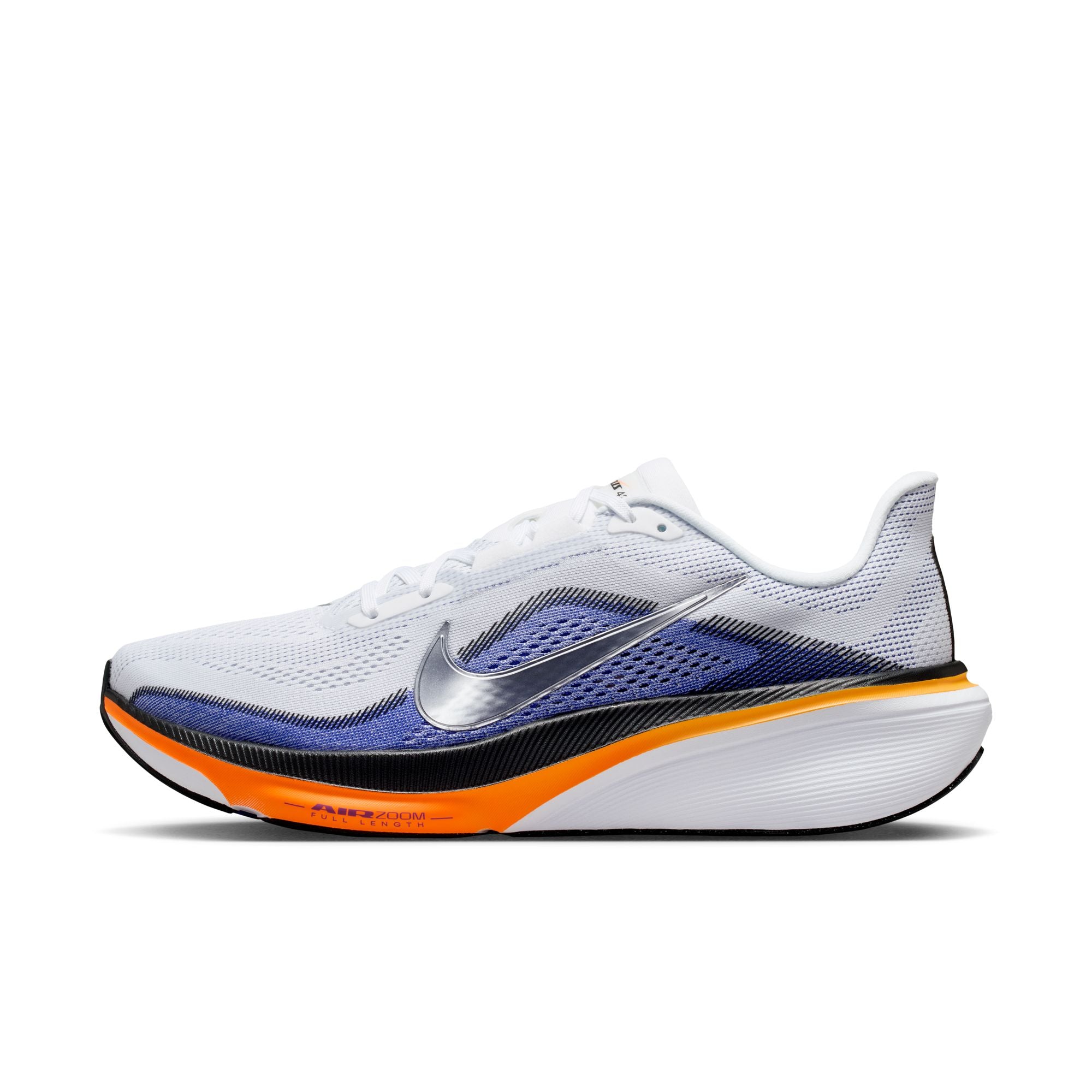 NIKE Pegasus 42 (Men's) WHITE/MTLC SILVER-LAPIS-TOTAL ORANGE-LASER ORANGE-OFF NOIR