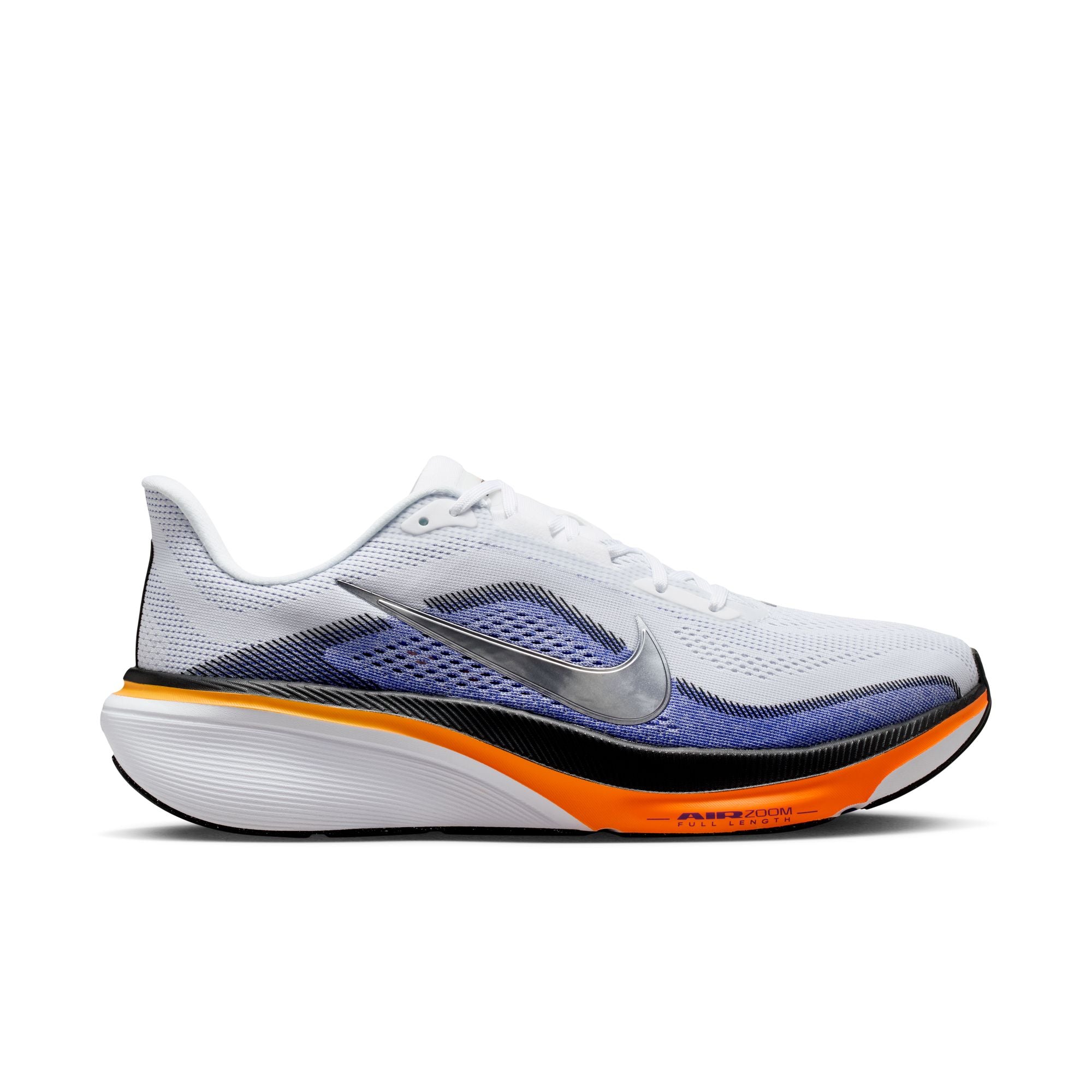 NIKE Pegasus 42 (Men's) WHITE/MTLC SILVER-LAPIS-TOTAL ORANGE-LASER ORANGE-OFF NOIR