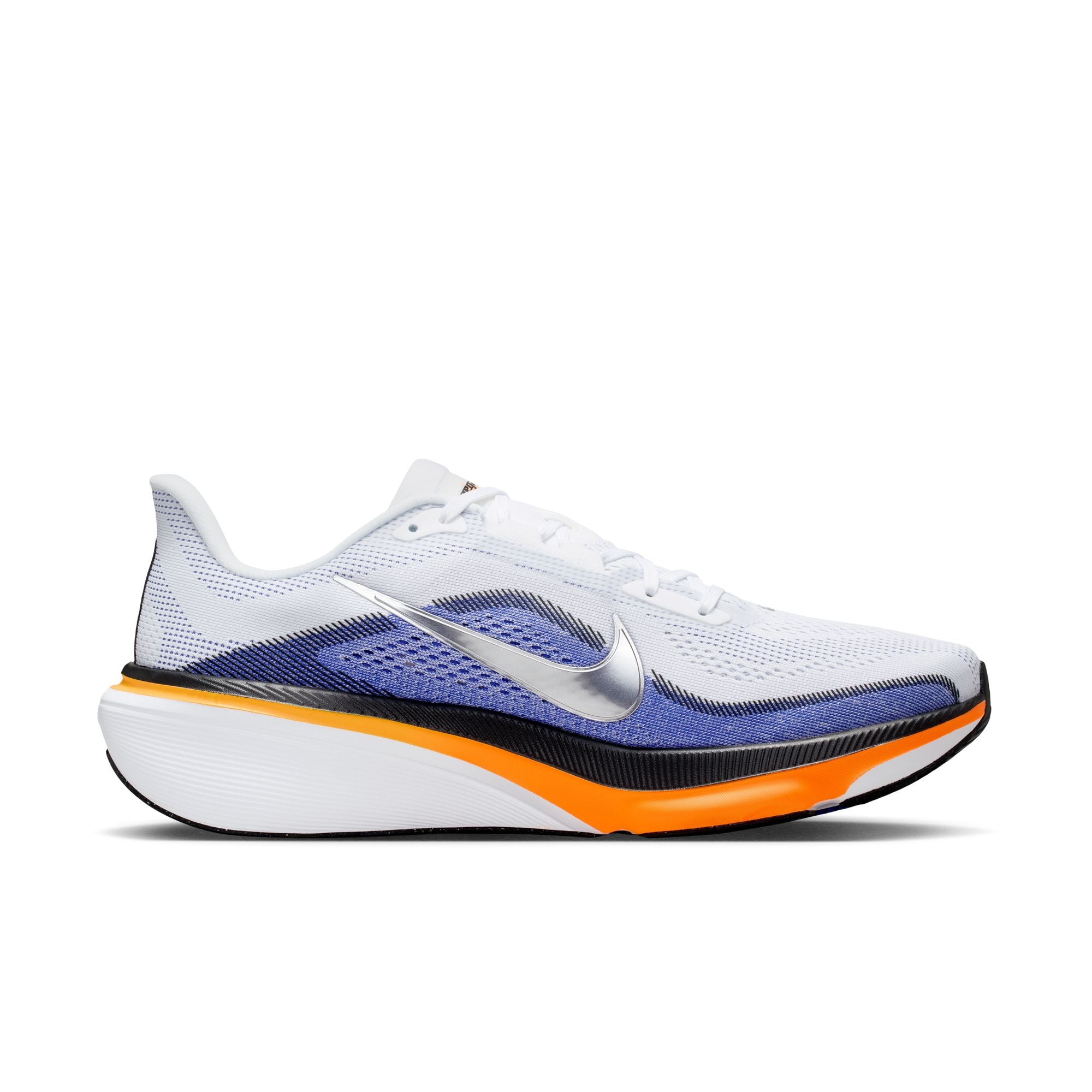 NIKE Pegasus 42 (Men's) WHITE/MTLC SILVER-LAPIS-TOTAL ORANGE-LASER ORANGE-OFF NOIR