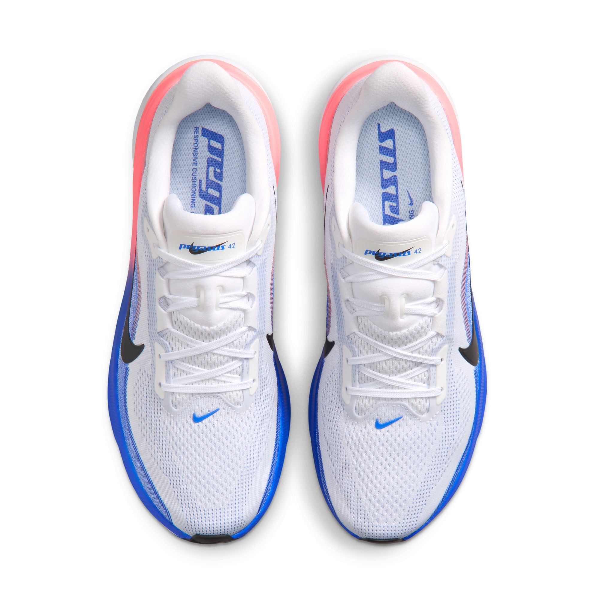 NIKE Pegasus 42 (Men's) WHITE/BLACK-RACER BLUE-ATOMIC PINK