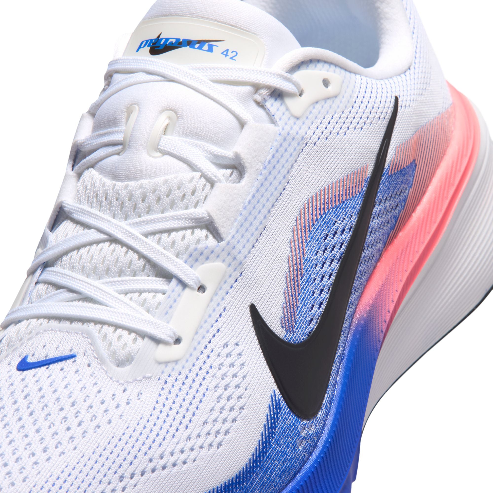 NIKE Pegasus 42 (Men's) WHITE/BLACK-RACER BLUE-ATOMIC PINK